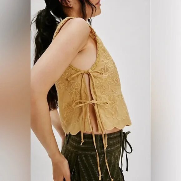 NWT -  Free People Faded Gardens Tank in Dried Tabacco, Size Medium - Picture 1 of 6